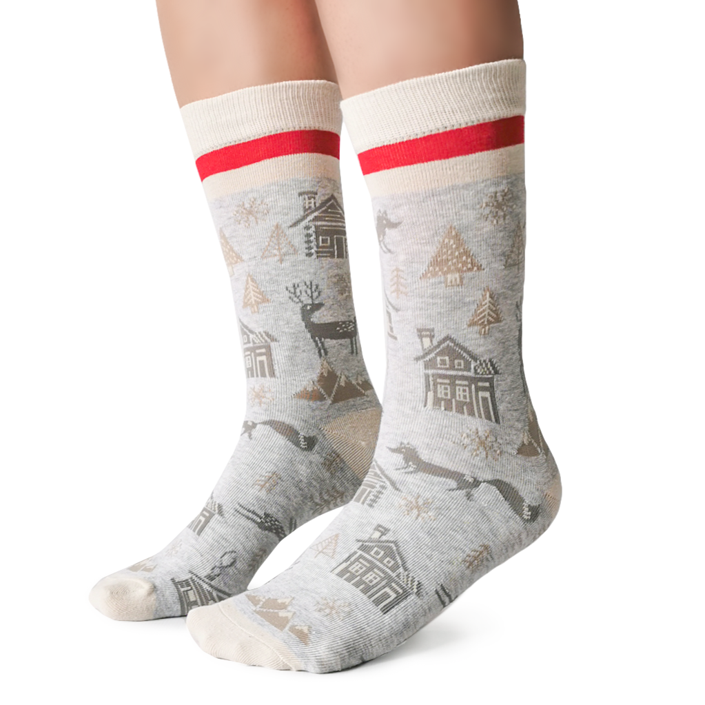 Cute North Winter Scene Socks for Women Uptown Sox
