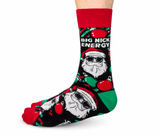 FUNNY NOVELTY - SANTA - BIG NICK ENERGY - CHRISTMAS -  MEN'S CREW SOCKS - UPTOWN SOX