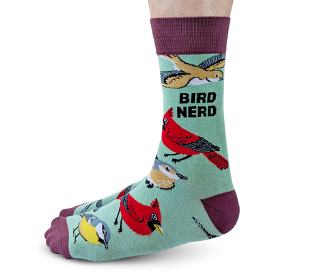 FUNNY BIRD NERD NOVELTY CREW SOCKS FOR MEN - UPTOWN SOX