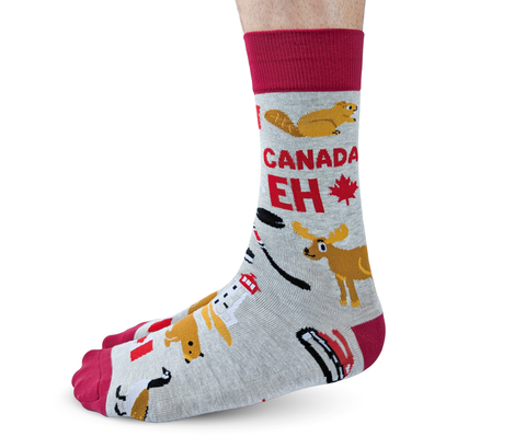 CANADA EH CANADIAN NOVELTY MEN'S CREW SOCKS - UPTOWN SOX
