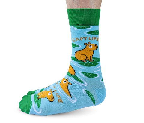 FUN CAPYBARA MEN'S NOVELTY CREW SOCKS - UPTOWN SOX