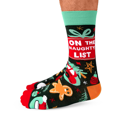 Santa's Naughty List funny socks - Uptown Sox