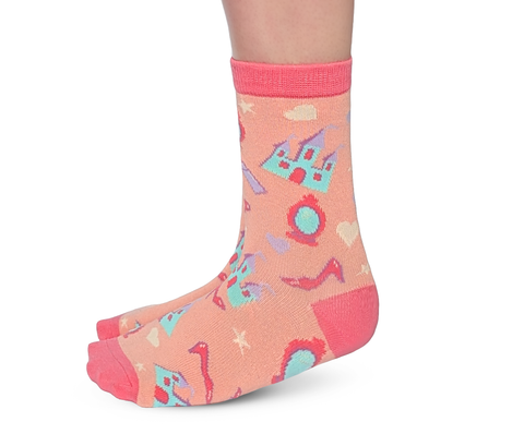 CUTE PINK PRINCESS THEMED SOCKS FOR KIDS - UPTOWN SOX
