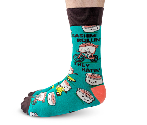 FUNNY SUSHI MEN'S CREW SOCKS - UPTOWN SOX