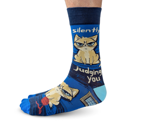FUNNY GRUMPY CAT MEN'S CREW SOCKS - UPTOWN SOX