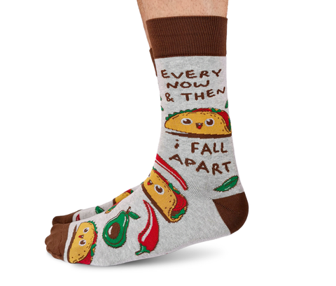 Cute Funny Tumbling Taco Socks - Men's Crew Socks - Uptown Sox