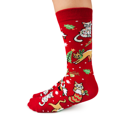 Fun Women's Christmas Cat Socks - Uptown Sox