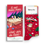 Chat de Noel Chausettes et Carte