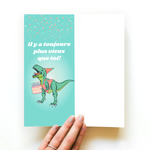 Carte d'Anniversaire - Dinosaure - Chaussettes moyennes/grandes à l'intérieur