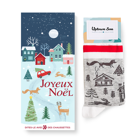 Carte de Noël - Paradis Hivernal - Chaussettes moyennes/grandes à l'intérieur