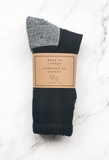 MADE IN CANADA MENS MERINO WOOL BLACK SOCKS