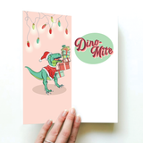 T-REX MERRY CHRISTMAS CARD AND NOVELTY SOCKS