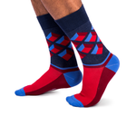 MENS-CREW NOVELTY-DRESS-GEOMETRIC-RED-BLUE-SOCKS