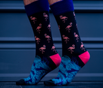 MENS-CREW NOVELTY-FLAMINGO-SOCKS