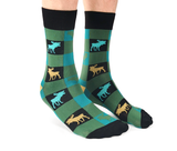 Mens Green Plaid Moose Socks - Uptown Sox