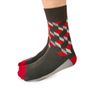 Mens grey and red dress socks - Uptown Sox