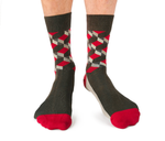 Mens grey and red dress socks - Uptown Sox