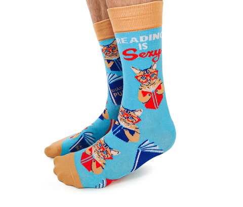 Reading is Sexy Fun Novelty Cat Socks for Men