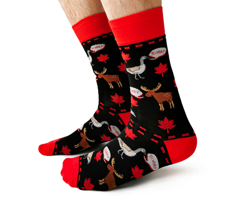 Cute funny Canada themed Novelty Socks - Uptown Sox