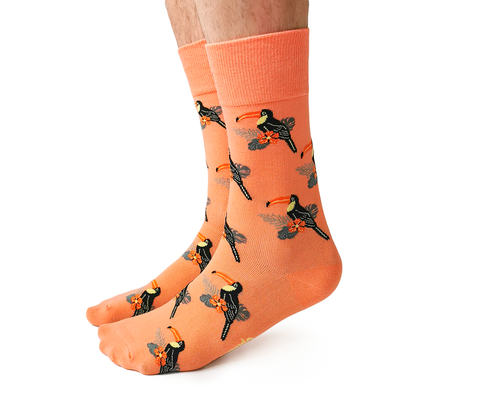 Pink fun novelty mens toucan socks - Uptown Sox