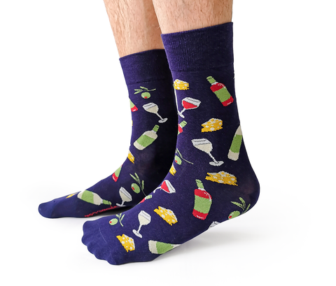 Wine and Cheese Socks for Men