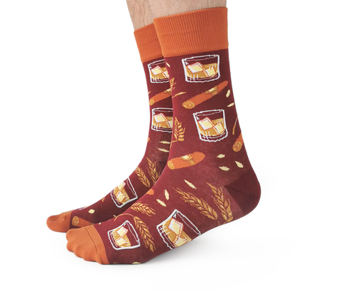 Cute Whisky and cigar socks for men - Uptown Sox