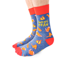 Chicken Wing Beer Wing Man Mens Crew Novelty Socks - Uptown Sox