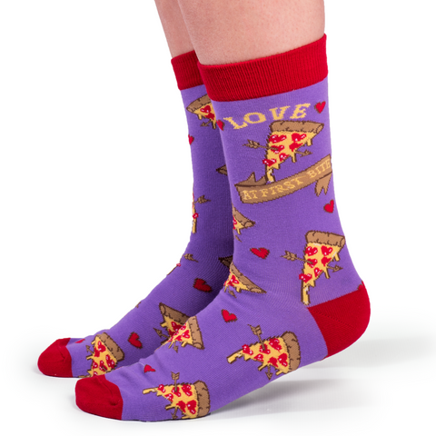 WOMENS-CREW NOVELTY-PIZZA-SOCKS